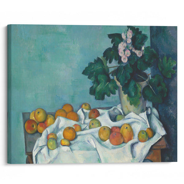 Still Life with Apples and a Pot of Primroses (ca. 1890) - Paul Cézanne - Canvas Print