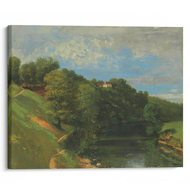 Château Au Bord De La Rivière (1856) - Gustave Courbet - Canvas Print