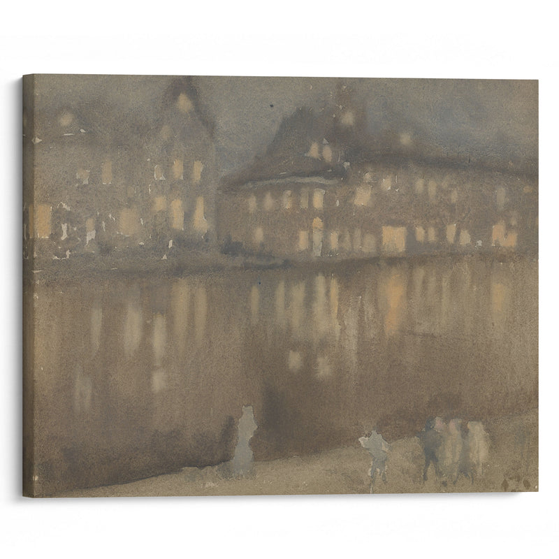 Grand Canal, Amsterdam: Nocturne (1882) - James Abbott McNeill Whistler - Canvas Print