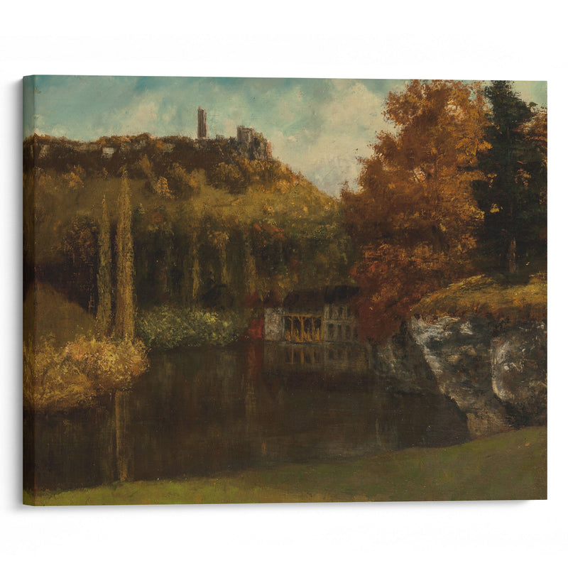 Le Lavoir (Vue et ruines du Château de Scey-en-Varais) (circa 1872) - Gustave Courbet - Canvas Print