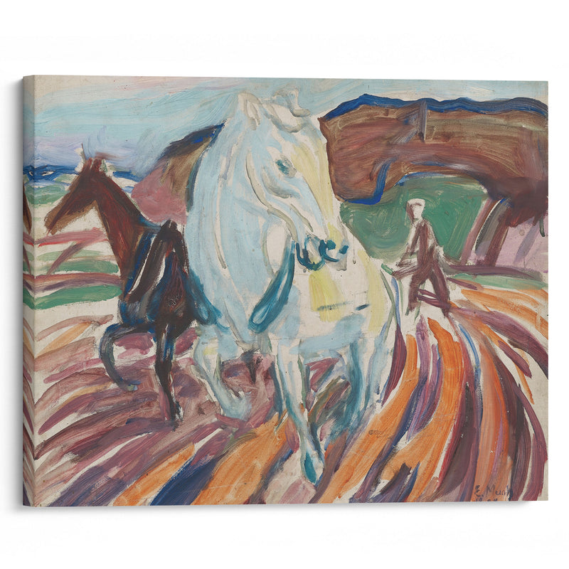 Horses Ploughing (1929) - Edvard Munch - Canvas Print