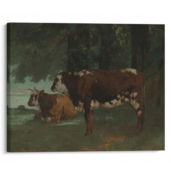Deux vaches a la robe marron - Gustave Courbet - Canvas Print