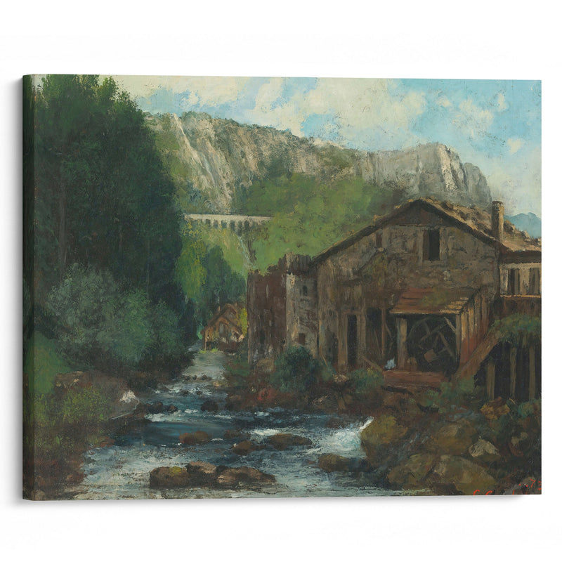 A Mill In A Rocky Landscape (1873) - Gustave Courbet - Canvas Print