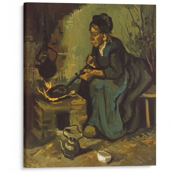 Peasant Woman Cooking by a Fireplace (1885) - Vincent van Gogh - Canvas Print