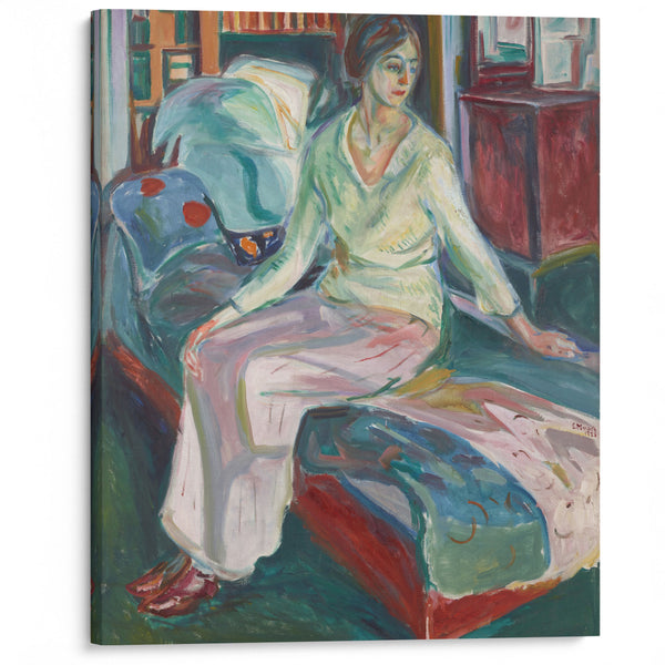 Seated Model on the Couch (1924–26) - Edvard Munch - Canvas Print