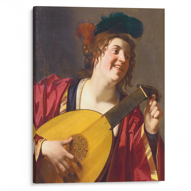 A Woman Tuning A Lute (1624) - Gerard van Honthorst - Canvas Print