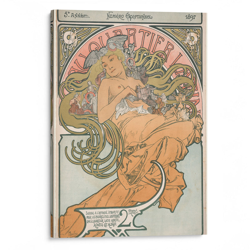 Au Quartier Latin (1897) - Alphonse Mucha - Canvas Print