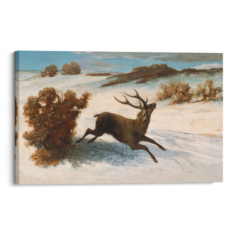 Deer Running in the Snow (c.1856) - Gustave Courbet - Canvas Print