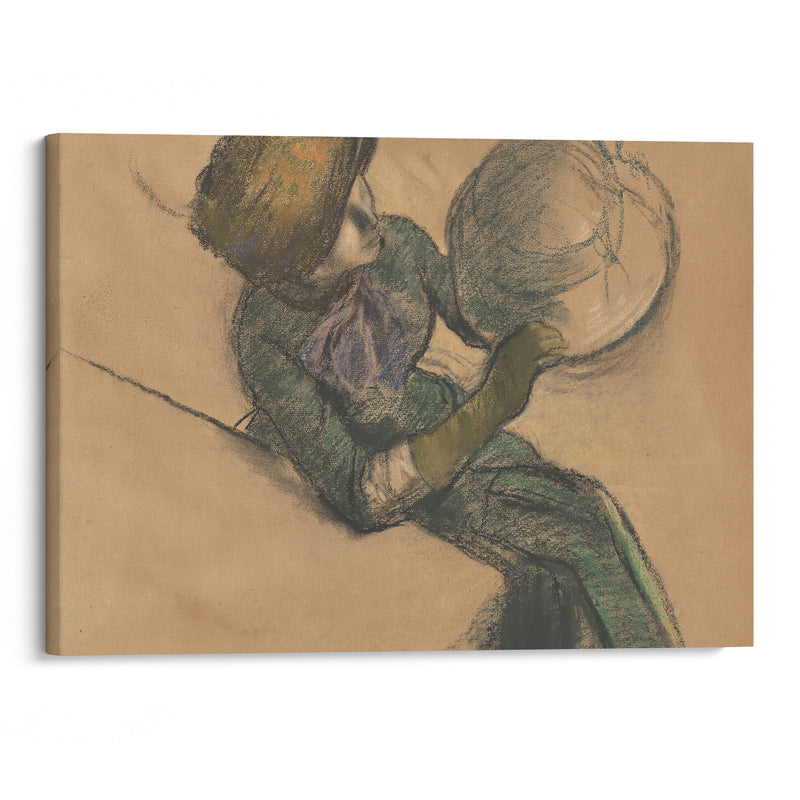 Femme tenant un chapeau (circa 1885) - Edgar Degas - Canvas Print