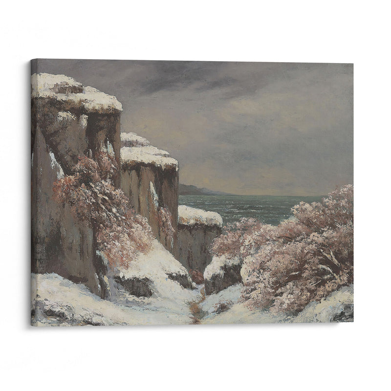 Falaises Au Bord De La Mer Sous La Neige - Gustave Courbet - Canvas Print