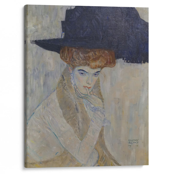 The Black-Feathered Hat (1910) - Gustav Klimt - Canvas Print
