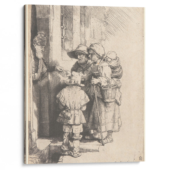 Beggars Receiving Alms at the Door of a House (1648) - Rembrandt van Rijn - Canvas Print