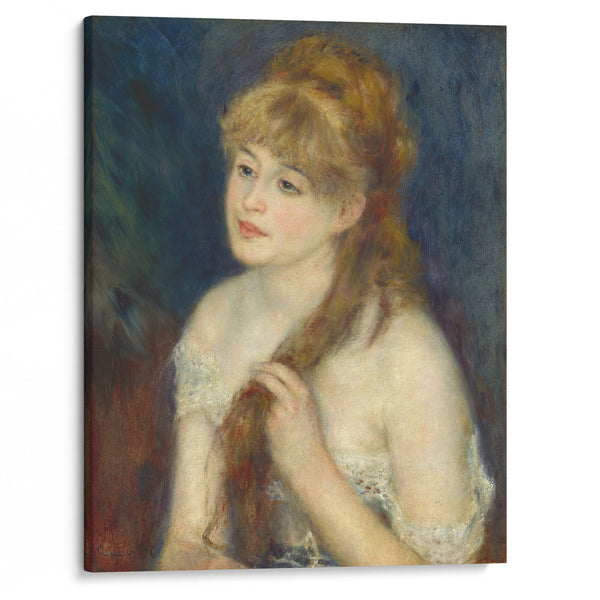 Young Woman Braiding Her Hair (1876) - Pierre-Auguste Renoir - Canvas Print