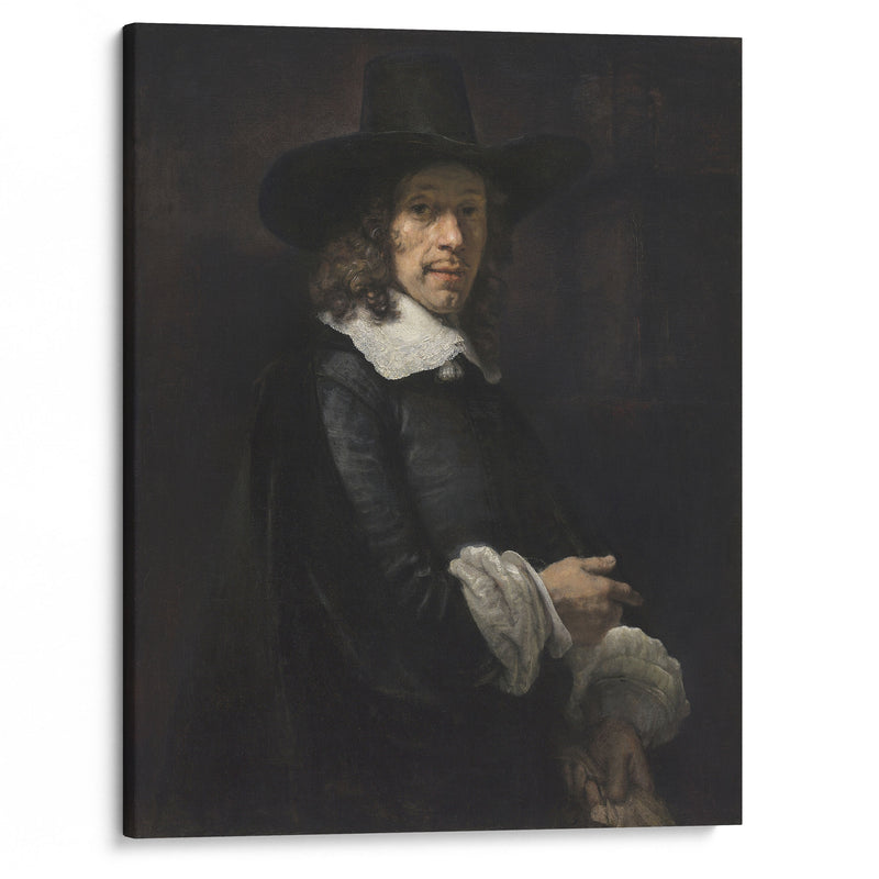 Portrait of a Gentleman with a Tall Hat and Gloves (c. 1656-1658) - Rembrandt van Rijn - Canvas Print