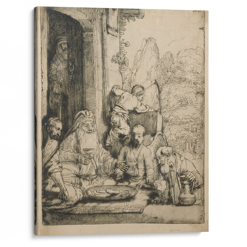 Abraham Entertaining the Angels (1656) - Rembrandt van Rijn - Canvas Print