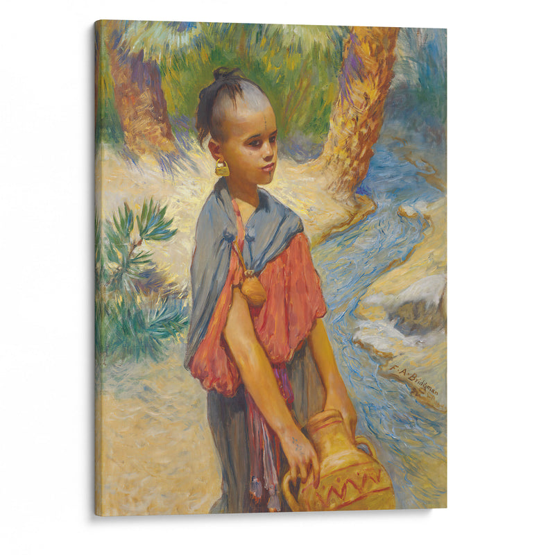 A young girl by a river - Frederick Arthur Bridgman - Canvas Print