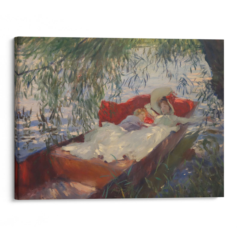 Lady and Child Asleep in a Punt under the Willows (1887) - John Singer Sargent - Canvas Print