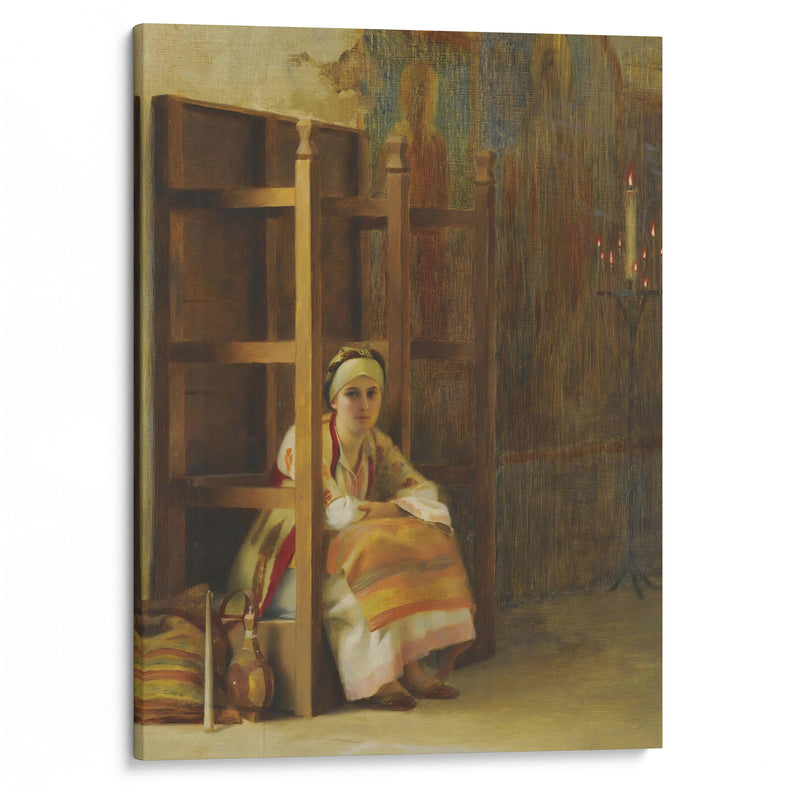 Young Girl In A Greek Church - Theodoros Ralli - Canvas Print