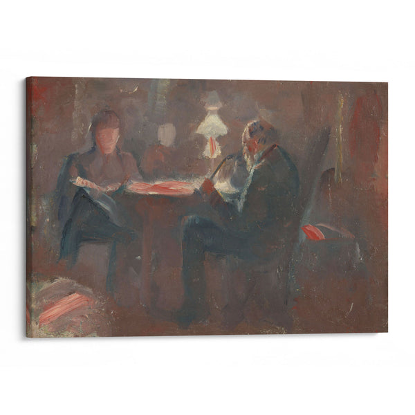 Around the Paraffin Lamp (1883) - Edvard Munch - Canvas Print