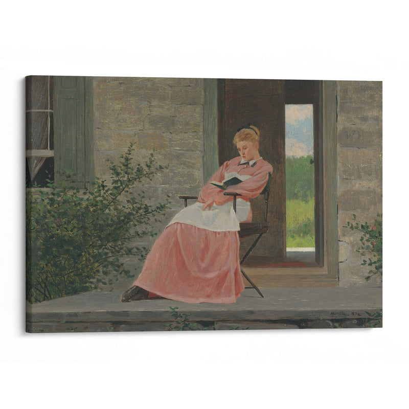 Girl Reading On A Stone Porch (1872) - Winslow Homer - Canvas Print