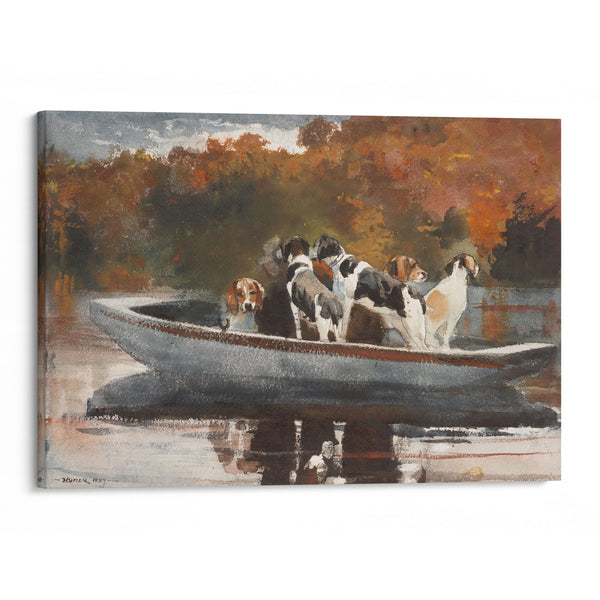 Hunting Dogs in Boat (Waiting for the Start) (1889) - Winslow Homer - Canvas Print