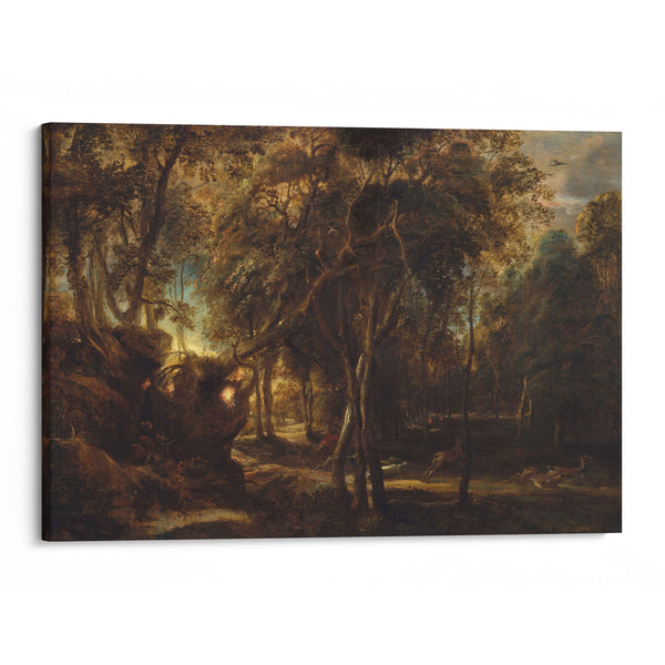 A Forest at Dawn with a Deer Hunt (ca. 1635) - Peter Paul Rubens - Canvas Print