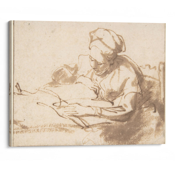 Woman Reading (1606–69) - Rembrandt van Rijn - Canvas Print