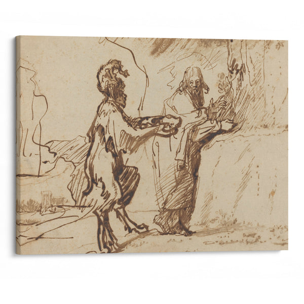 Satan Tempting Christ to Change Stones into Bread (1635-1640) - Rembrandt van Rijn - Canvas Print