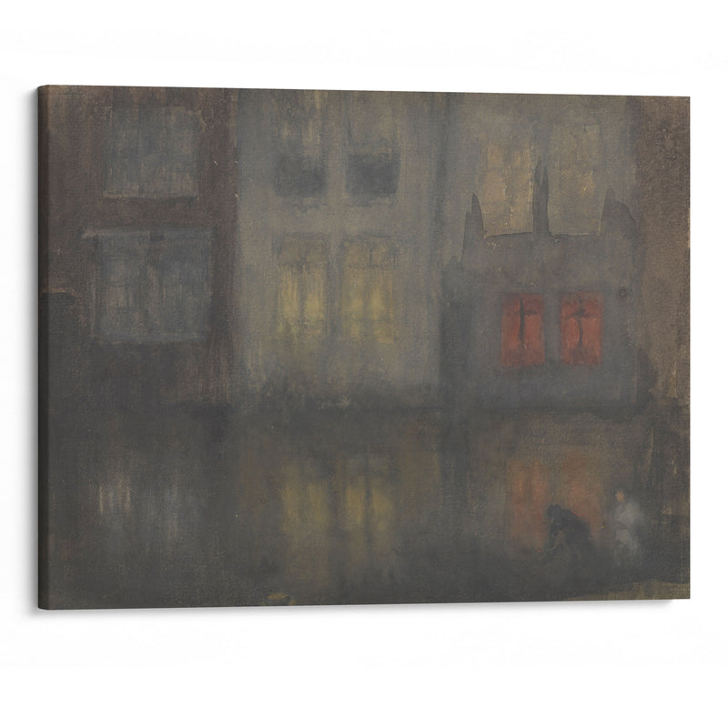 Nocturne: Black and Red—Back Canal, Holland - James Abbott McNeill Whistler - Canvas Print