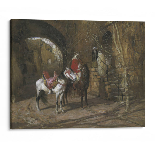 Horseman In A Courtyard (1889) - Frederick Arthur Bridgman - Canvas Print
