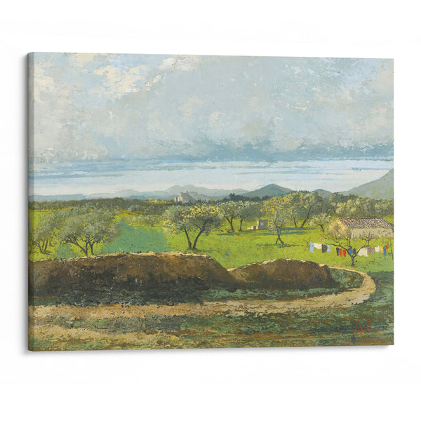 Landscape With Wall And Orchard - Gustave Courbet - Canvas Print