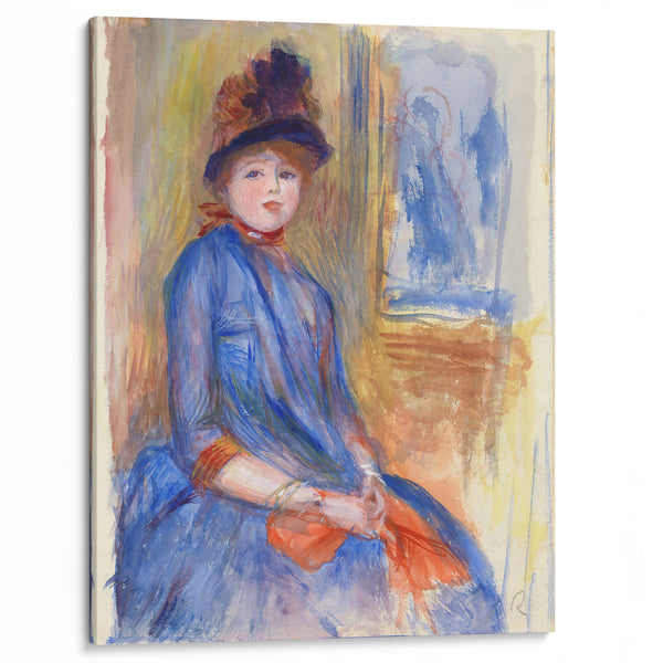 Young Girl in a Blue Dress (ca. 1890) - Pierre-Auguste Renoir - Canvas Print