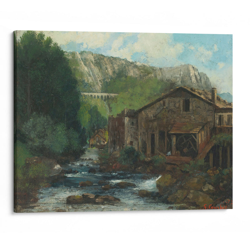 A Mill In A Rocky Landscape (1873) - Gustave Courbet - Canvas Print