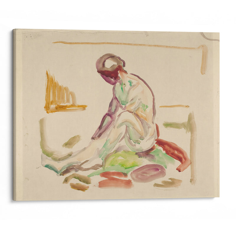 Sittende akt (1919-1924) - Edvard Munch - Canvas Print