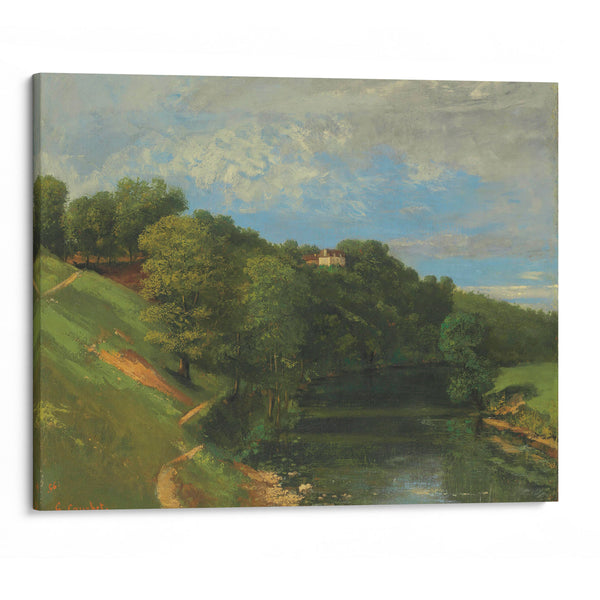 Château Au Bord De La Rivière (1856) - Gustave Courbet - Canvas Print