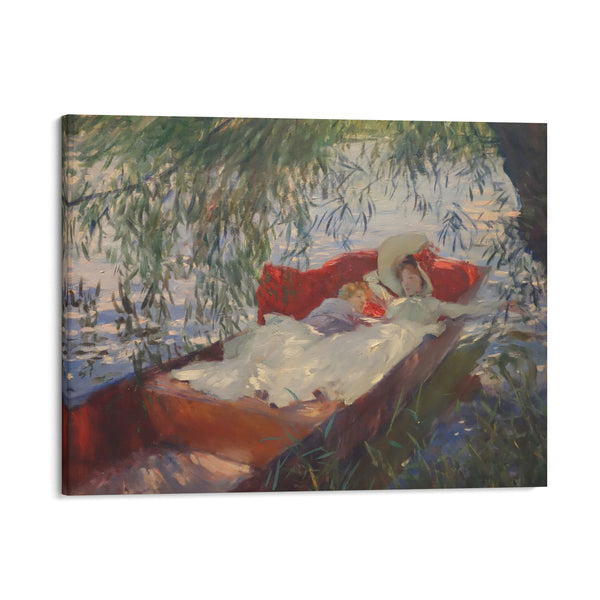 Lady and Child Asleep in a Punt under the Willows (1887) - John Singer Sargent - Canvas Print
