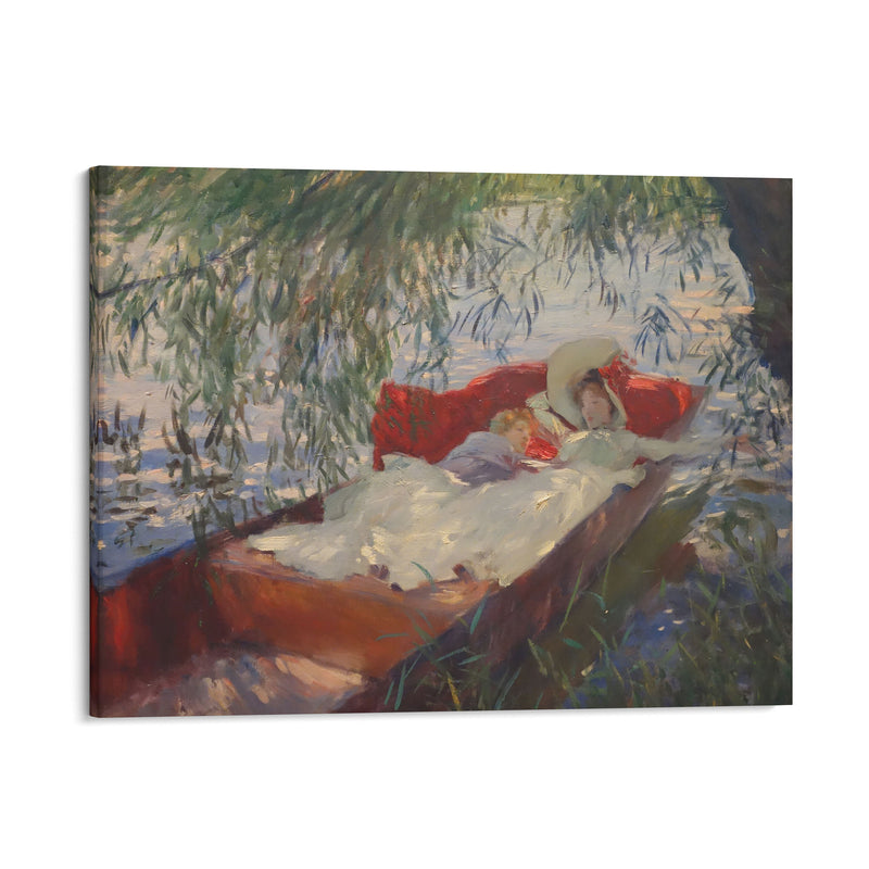 Lady and Child Asleep in a Punt under the Willows (1887) - John Singer Sargent - Canvas Print