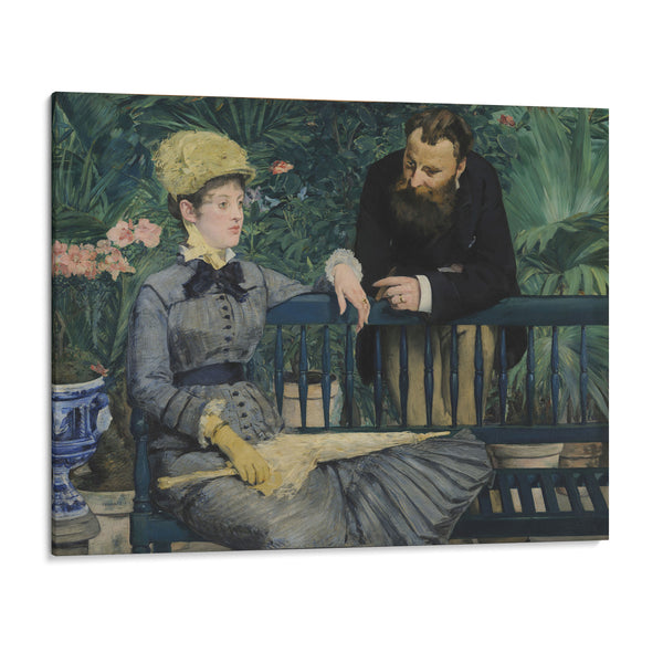 In the Conservatory (1879) - Édouard Manet - Canvas Print