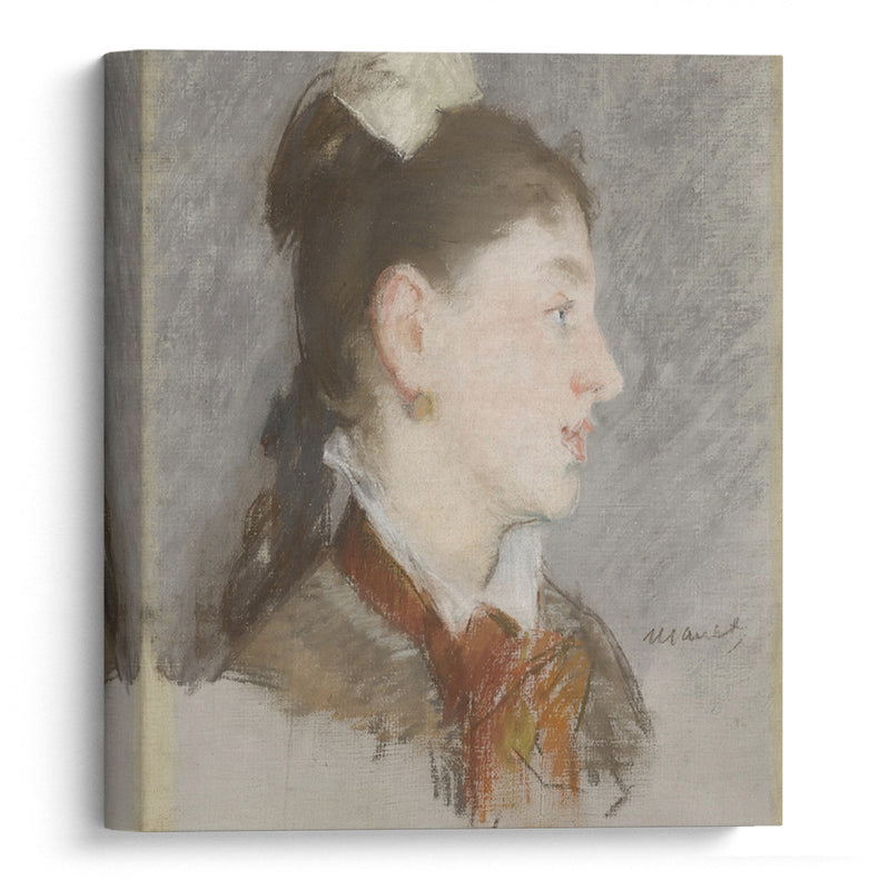 Jeune fille au col cassé, de profil (circa 1880) - Édouard Manet - Canvas Print