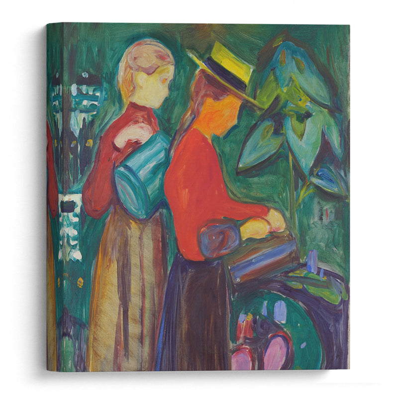 Girls watering Flowers (The Linde Frieze) (1904) - Edvard Munch - Canvas Print