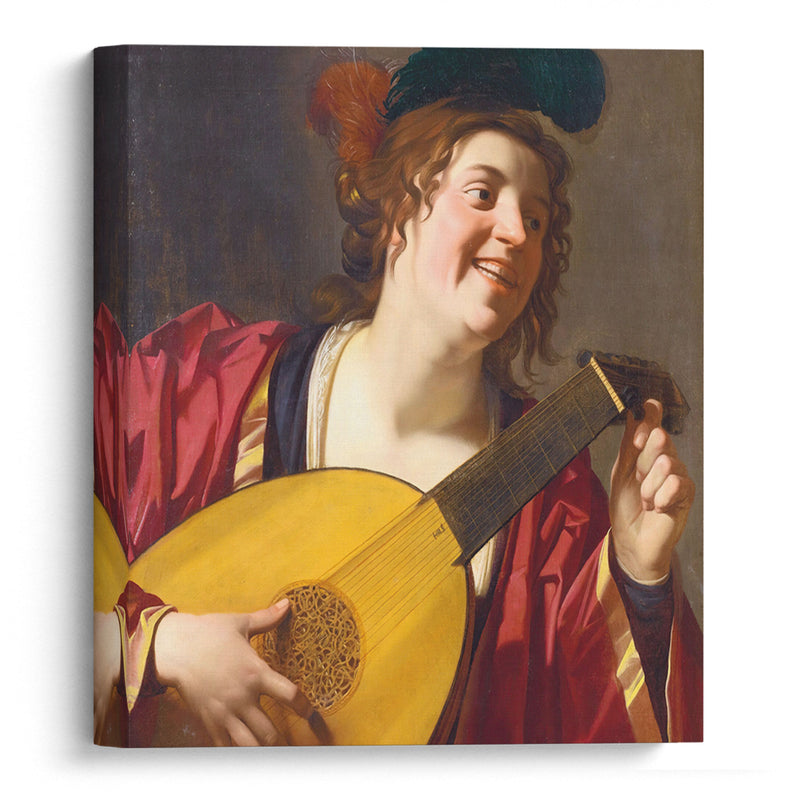 A Woman Tuning A Lute (1624) - Gerard van Honthorst - Canvas Print