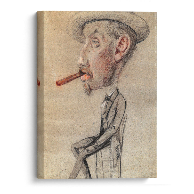 Caricature of a Man with a Big Cigar (1855–1856) - Claude Monet - Canvas Print