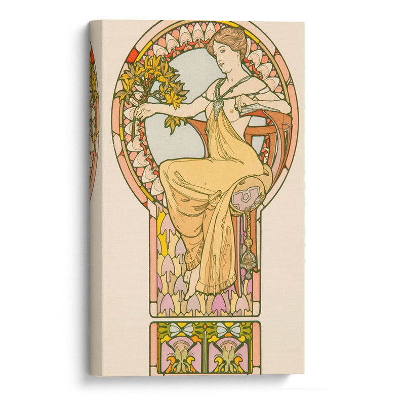 Seated Woman, plate no. 48 from Documents Décoratifs (1901) - Alphonse Mucha - Canvas Print