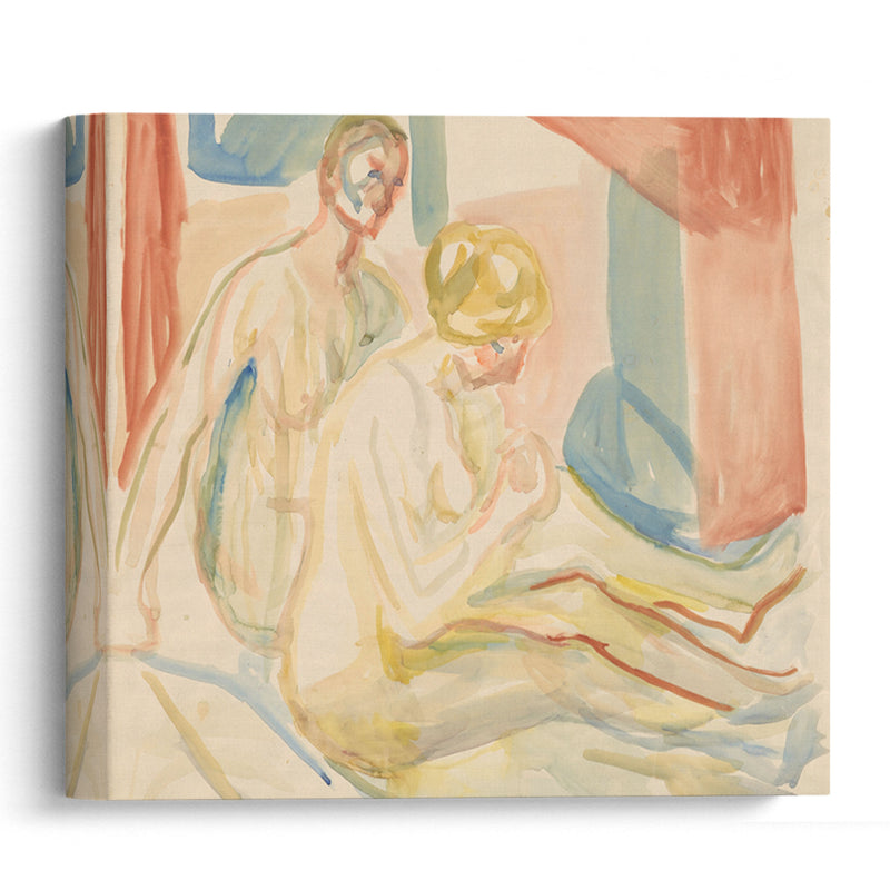 Sittende naken mann og kvinne (1920-1930) - Edvard Munch - Canvas Print