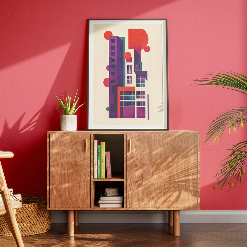 Vibrant Geometric Cityscape | Modern Abstract Design | Illustration