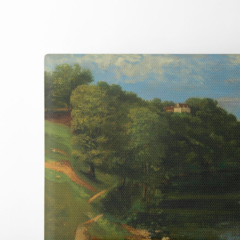 Château Au Bord De La Rivière (1856) - Gustave Courbet - Canvas Print