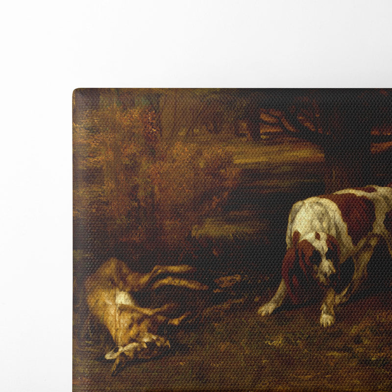 Hunting Dogs with Dead Hare (1857) - Gustave Courbet - Canvas Print