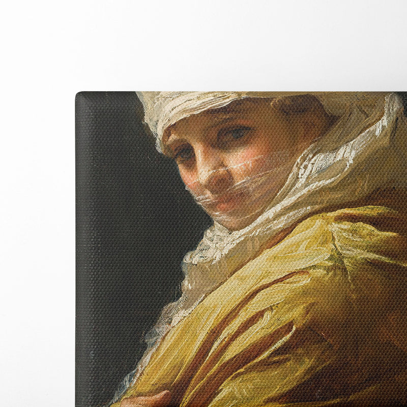 Young woman in a white turban - Frederick Arthur Bridgman - Canvas Print