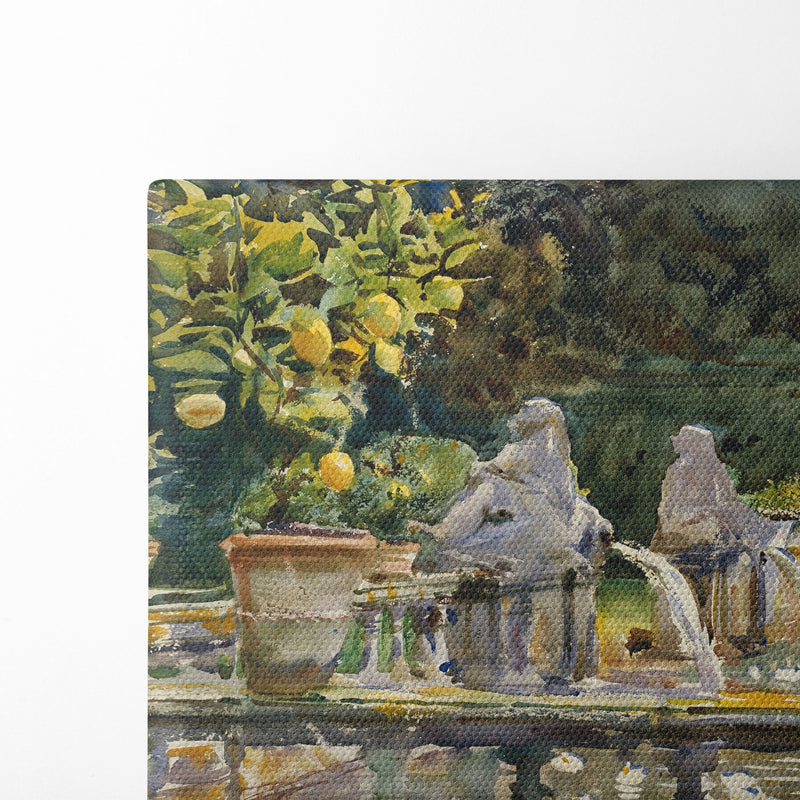 Villa di Marlia, Lucca; A Fountain (1910) - John Singer Sargent - Canvas Print