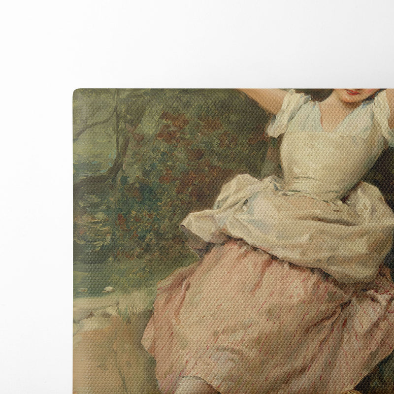 Young girl sitting at the foot of a tree - Raimundo de Madrazo y Garreta - Canvas Print